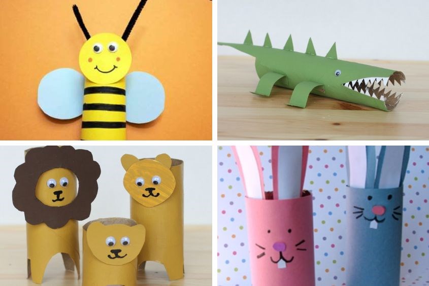 Làm đồ chơi từ lõi giấy vệ sinh thành hình con vật